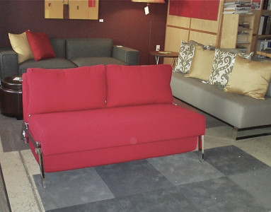 &Quot;Cubed&Quot; Love Seat W/Full Xl Sleeper Sofa With Storage In Red Fabric Floor Model At $1497. 55&Quot;W X 41&Quot;D Opens To 77&Quot; X 55&Quot; Bed.