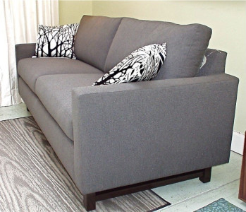 Soho 2 84” Sofa In Fanfare Grey With Custom Leg And Extended Arm $1995