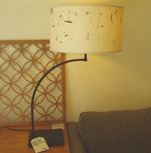 Bruce Bent Arm Table Lamp Hand Painted Shade $335 Black Base, With Standard Cone Shade $275
